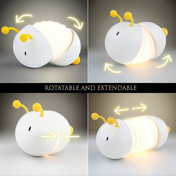 Børnenatlampe, LED børnelampe, foldbar og justerbar, bærbar natlampe, USB-oplader, magneter inkluderet, unisex i brug.