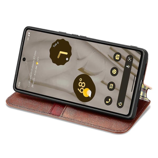 Fodral för Google Pixel 7a Flip Plånbok Flip Magnetiskt Skyddsfodral Plånbok Kompatibel med Google Pixel 7a Fodral Brown
