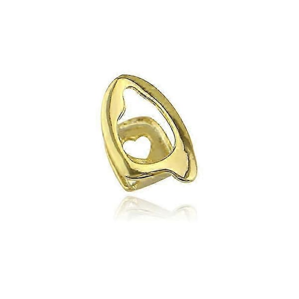 18k gullbelagte tanngrill, topp tanngrillhetter, fasjonable tilbehør for kvinner og menn Sølv Silver Single Hollow Love