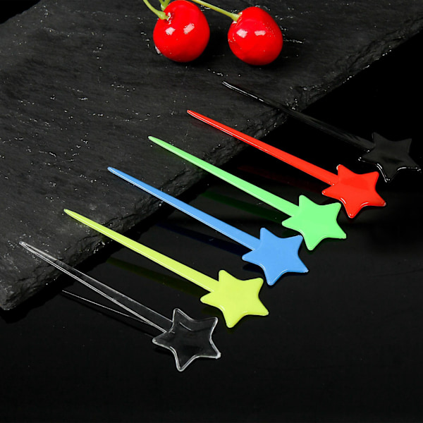 Stjerne Cocktailpinner - 200 stk, 8,4 cm, Plast Fruktpinner for Smørbrød, Forretter og Cocktailfester