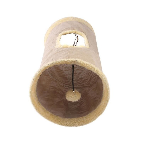 2-pack slitstark mocka, hopfällbar katttunnel med Crinkle Hideaway och bollleksak i kaki och grått