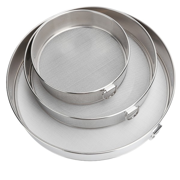 3 stk. melsi 304 rustfrit stål rund melpulver filter sigte bage redskab