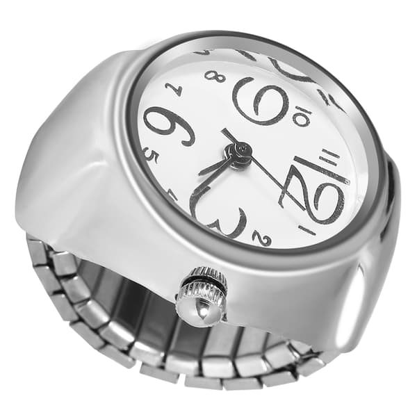 1 st Trendig Dam Herr Quartz Analog Rund Fingerring Kärleksklocka (Vit)