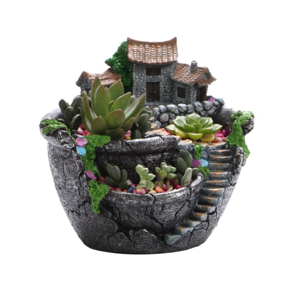 Planter Pot Sukkulente Planter Potte med Sweet House Blomsterkurv Plantekar Potte Havedekoration