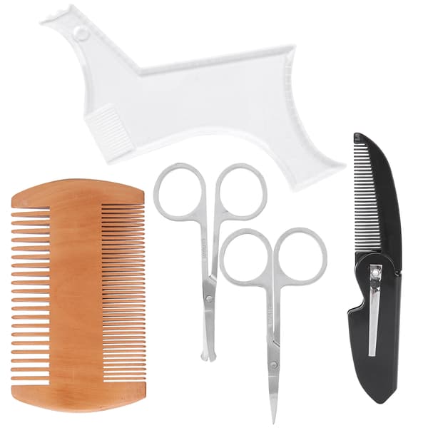 Transparent Skäggformningsmall Kam Sax Skäggvård Formning Styling Set