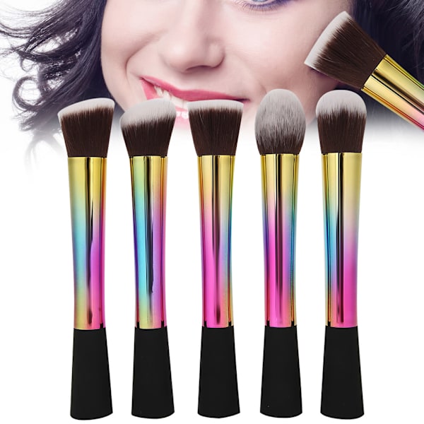5 stk bærbar sminkebørstesett Face Blush Powder Makeup Brush Kvinner Skjønnhetsverktøy
