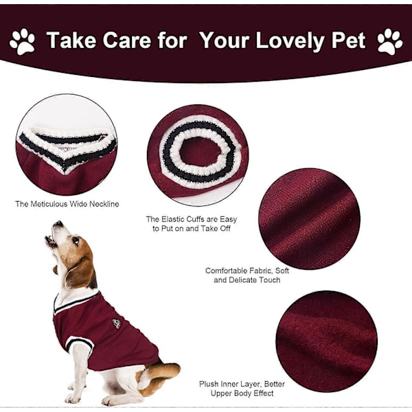 Koiran Villapaita, College-tyylinen Lemmikin Villapaita, Koiran Takki Haalari Puku, Talvella Lämmin Lemmikin Villapaita, Pennuille Pienille Keskikokoisille Isoille Koirille Pienille Koirille/Kissoille Fleece