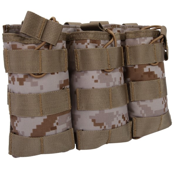 Triple Open Top Magazine Molle Pouch Militärväska för väst utomhustillbehör (DD)