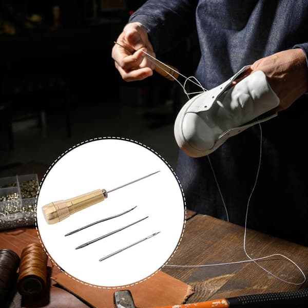Leather Sewing Awl, Hand Stitcher, Copper Handle for Handmade Leather Sewing Tools, Shoe and Leather Repair