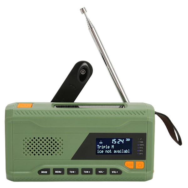 Handvev solradio LCD-skärm 3 laddningslägen Stöd DAB FM BT Bärbar nödväderradio för utomhusresor