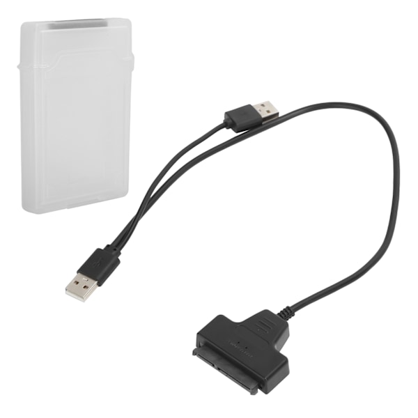 Harddiskadapterkabel SATA HDD/SSD dobbelt interfacekonverteringssnor med 2,5 tommer beskyttelsesbokshvid