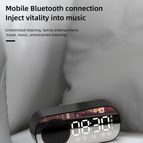 Bluetooth kaiutinkello Monitoiminen älykäs digitaalinen peiliherätyskello kotikoulutoimistoon Englanninkielinen versio Z7 Musta