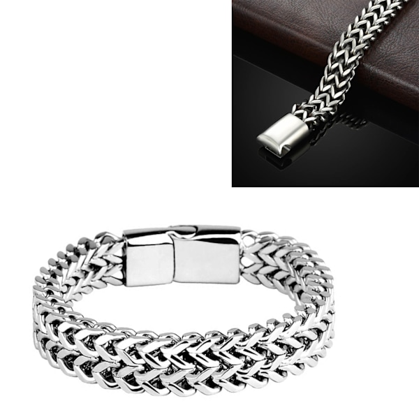 Magnetiskt armband i titanstål med dubbla rader magneter, silver, modernt smycke, present till män, 23 cm/9,06 tum