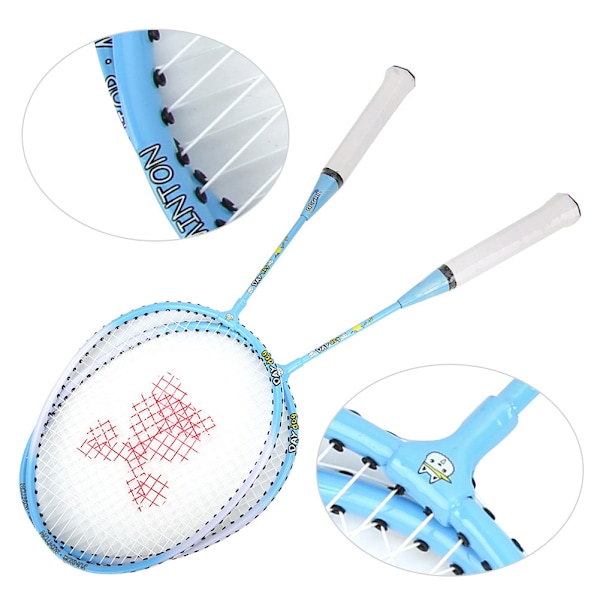 Ett par Aluminiumlegering Tecknad Barn Badmintonracket Utomhussport Fritid ToyBlue