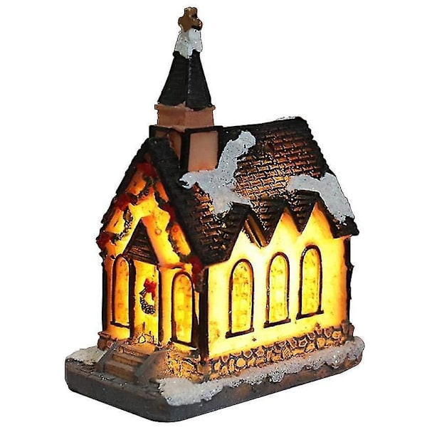 Julhus Utsökt Lysande Hartsstuga, Snöbyhus Miniatyr Julharts Hus Utsökt Mini LED Blinkande Hartshus