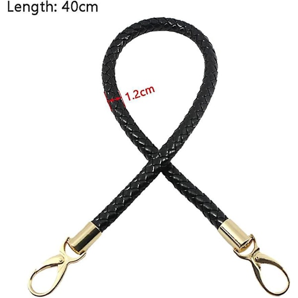 Sort læderhåndtaske skulderrem - 40cm (2 stk.)
