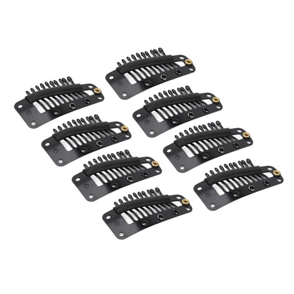 100 st hårförlängningsklämmor Multifunktions 38 mm 10 tänder perukklämmor för hårförlängning DIY Black