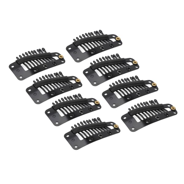 100 stk. hårforlængerclips multifunktionelle 38 mm 10 tænder parykclips til hårforlængelser DIY sort