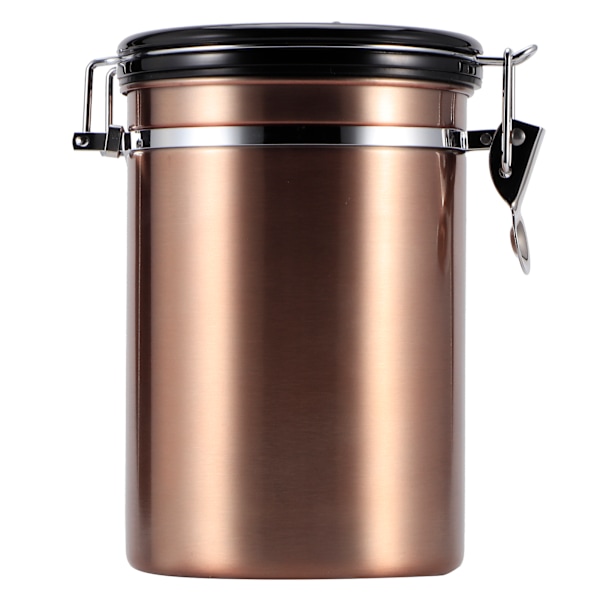 Rustfrit forseglet tank fugtsikker kaffebønne te opbevaringsbeholder med luftudluftningsventil (guld 1,8L (ca. 750g))
