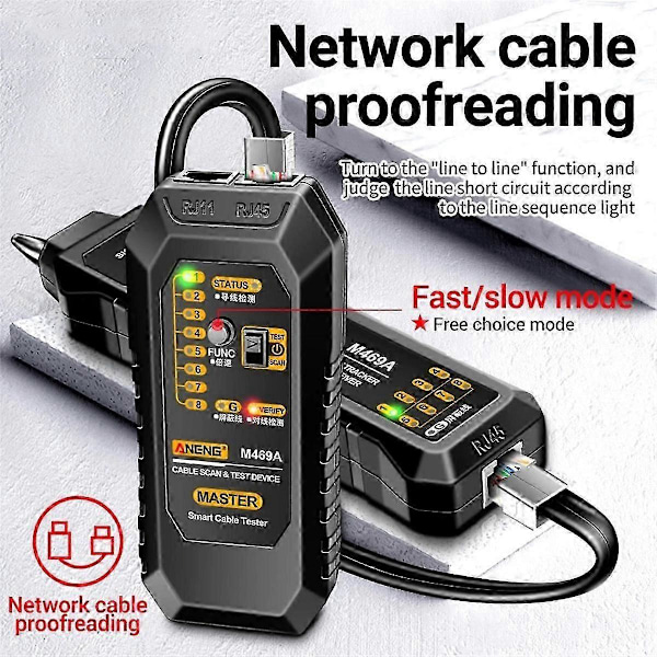 M469A Nettverkskabelfinner RJ45 RJ11 LAN Kabelfinner Tester Anti-Interferens Testinstrument