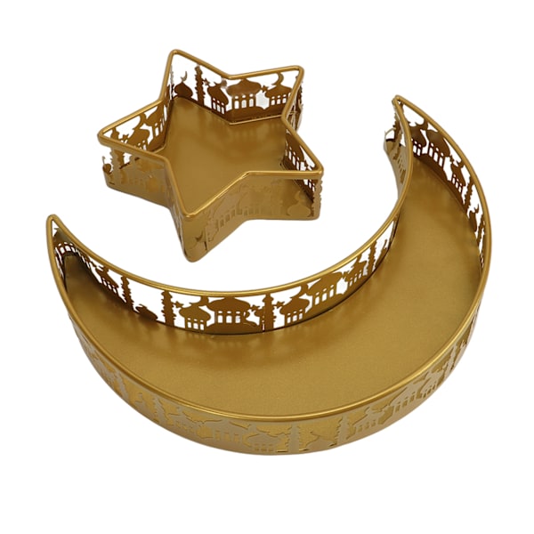 Måne Stjerne Form Bakker Bord Dekorative Middagstallerken Frugt Dessert Nødder Serveringsbakke Guld Farve