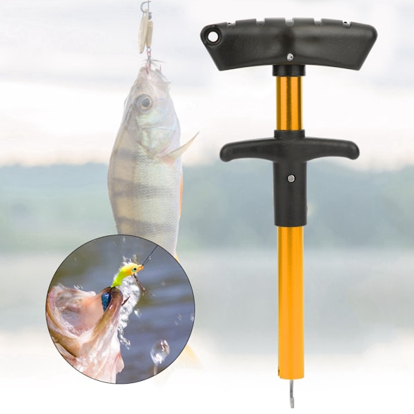 Bärbar TShape Krok Ta bort Verktyg Lossare Fiskkrok Extractor Havsfisketillbehör (guld)