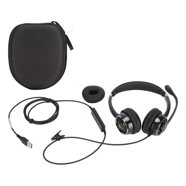 Wired Business Headset Noise Canceling Ergonomic Binaural Telephone Headphone with Mic for Office Call Center USB Port