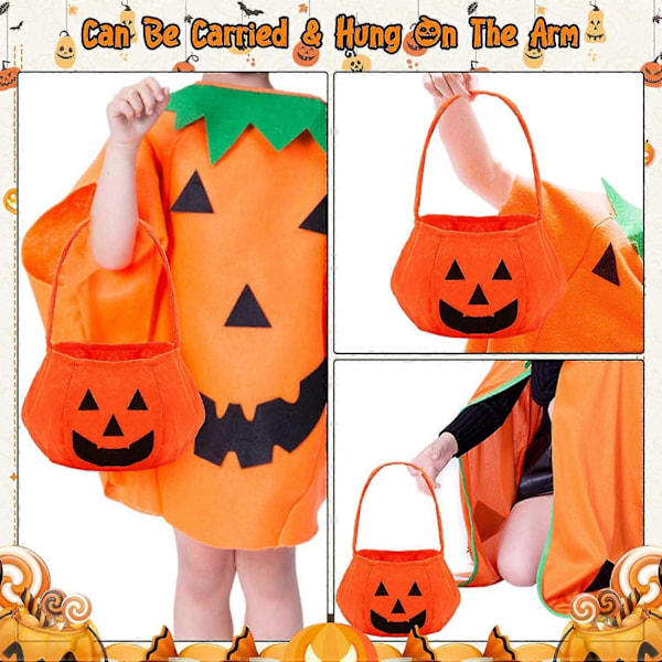 2 KPL Kurpitsa Halloween Karkkipussit, Halloween Kurpitsa Karkkikori Karkkiämpäri Karkki vai Kepponen -kierrokselle, Kassi Halloween-juhlapalveluksiin