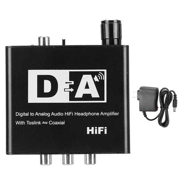 Optisk fiber koaksial digital til analog lydkonverter dekoder 3,5 mm utgang 100-240V Svart US-plugg