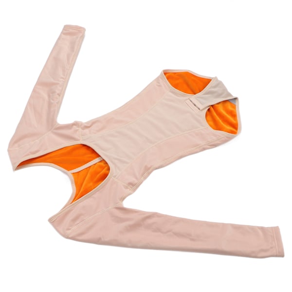 Tyk, varm, holdende shapewear til kvinder - blød, åndbar, langærmet, med bryststøtte (hudfarve) XL