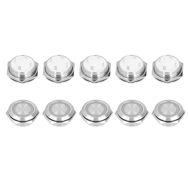 5 stk øjeblikkelig trykknap-afbryder Metal Auto Reset Ultratynd Vandtæt med LED 22mmDC12~24V Gul