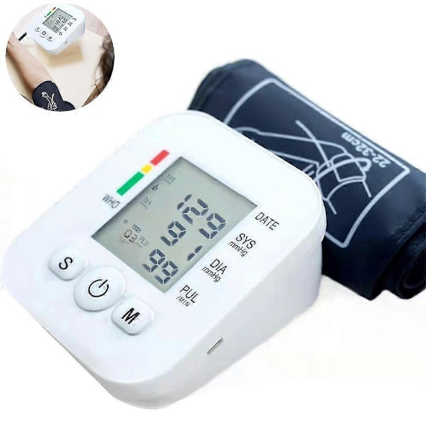 1 stk. Digitalt Blodtrykksapparat Helautomatisk Håndleddsblodtrykksmåler Med Armbånd Automatisk Elektronisk Håndleddsblodtrykksmåler Pe
