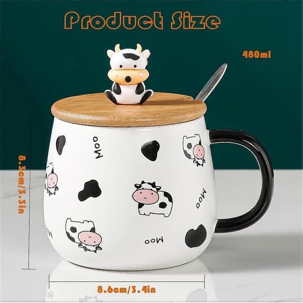 2025 Ny Ko-mugg kaffemugg ko-gåva 400ml keramisk te-mugg