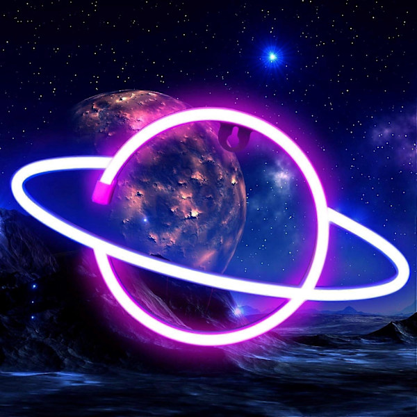 Neon Skyltar Planet Lampor för Sovrum Väggdekor Batteri & USB Drivna Estetiska Led Neonljus