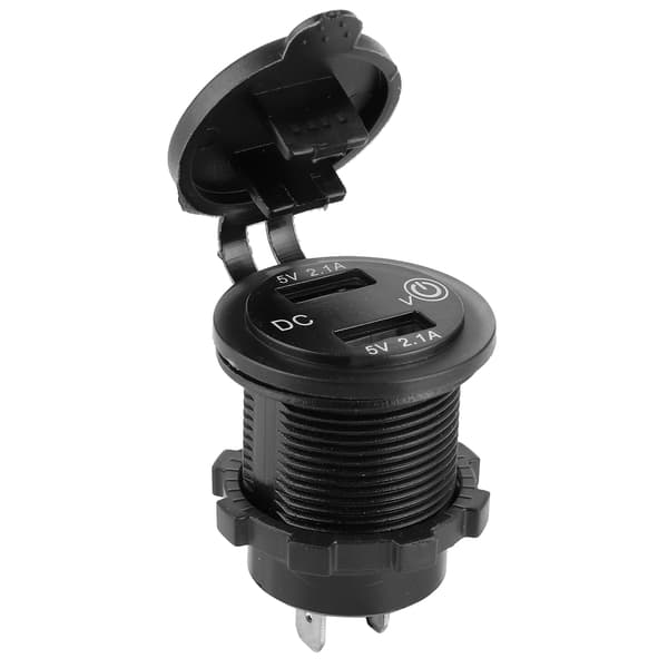 Dobbelt USB-biloplader lighterstik bilmodifikation med voltmeter 1224V 2.1A+2.1A (rød indikator)