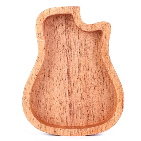 Træ guitar pick boks Mahogni Guitar form Picks etui Musikinstrument tilbehør