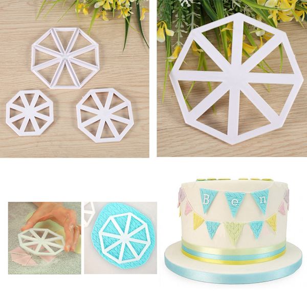 3 stk/sett Bunting Flaggskjærere Kakedekorasjonsform Sjokoladefondantform DIY Tool
