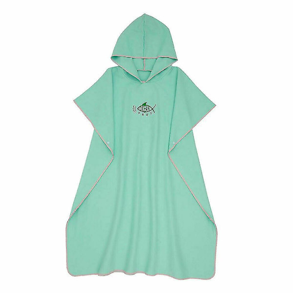 Vihreä hupullinen unisex rantamuuttava poncho-takki