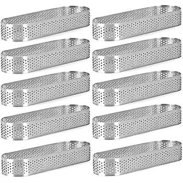10-pack Ovalringar, Perforerade Bakringar, Bakformar i Rostfritt Stål, Bakringar