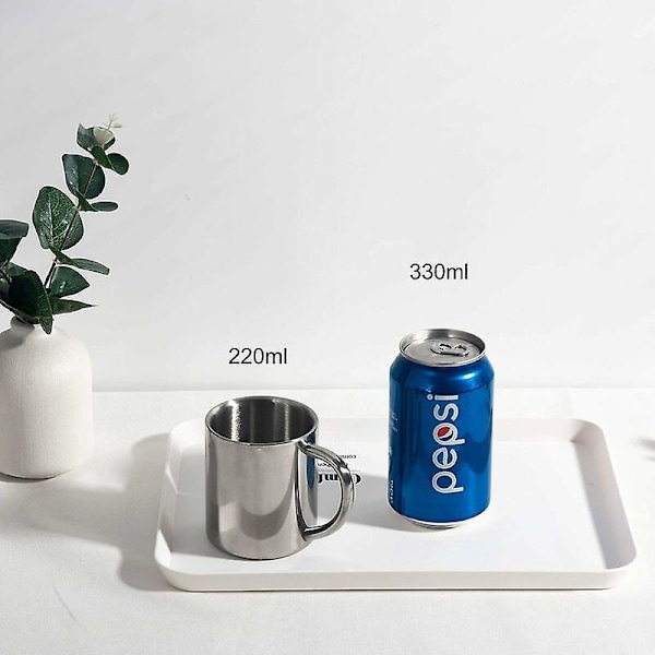 220ml Kaksiseinäinen ruostumattomasta teräksestä valmistettu teekuppi lasten juomakuppi 2kpl