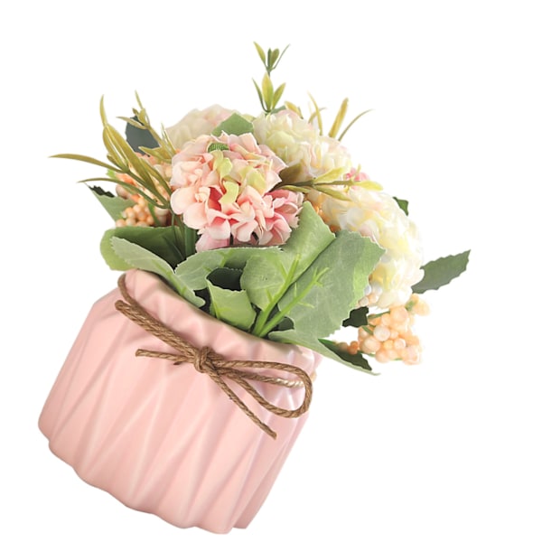 Konstgjord bukett med hortensia i kruka för matbordsdekoration, rosa