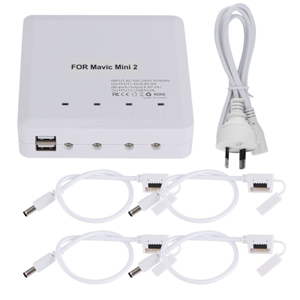 4-i-1 dronebatterilader USB-port ladeenhet enhet for DJI Mini 2 100-240VAU-plugg