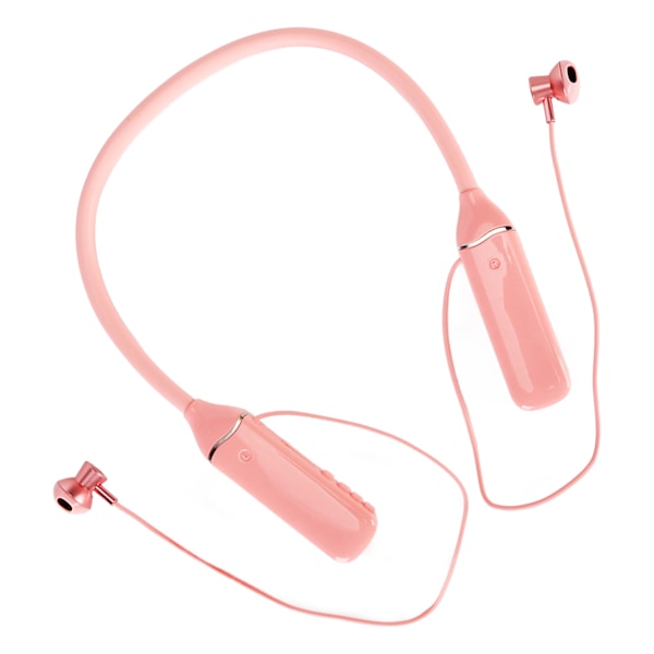 Bluetooth-halsbandshörlurar med LED-strömvisning, minneskortsuppspelning, magnetiska öronsnäckor, headset med RGB-bakgrundsbelysning, rosa