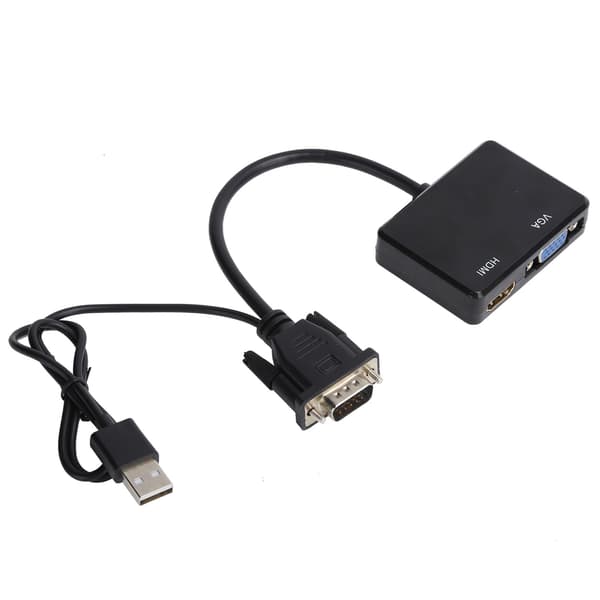 VGA til VGA High Definition Multimedia Interface Splitter Konverter Understøtter Dobbelt Skærmadapter Sort