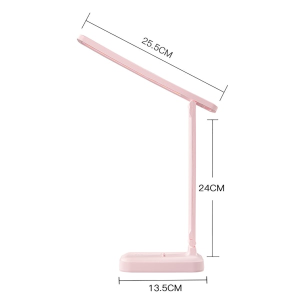 Kokoontaittuva LED-pöytälamppu USB lataussilmiensuojauspöytälampun kosketusohjain makuuhuoneen toimistotyöskentelyyn Sakura Pink (ladattava)