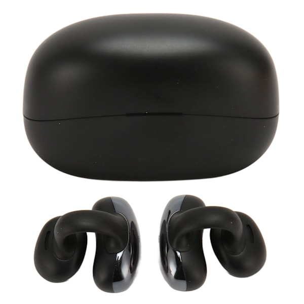 Øreklips Bluetooth-øretelefoner HiFi Stereo Støjreduktion 55H Spilletid Trådløs Clip On Earphone til Sportsrejse Fitnesscenter Sort