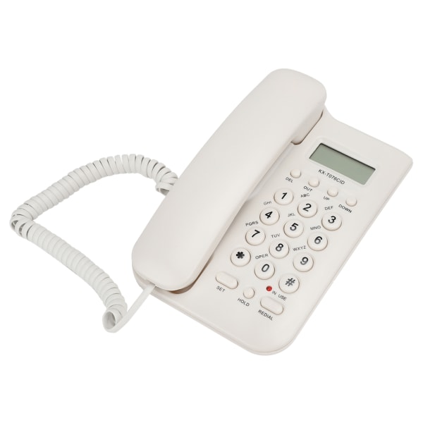 KX T076 kablet engelsk fasttelefon hjemmekontortelefon (UK telefonlinje med tilfeldig farge) (hvit)