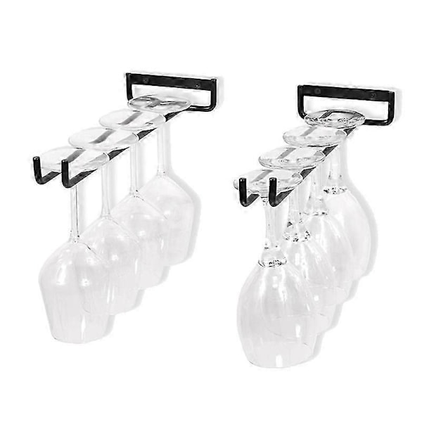 5 stk. Stilkglas Vin Glas Opbevaringsstativ, Vægmonterbart Køkken Opbevaringsstativ, Sort, 11 tommer / 30 cm