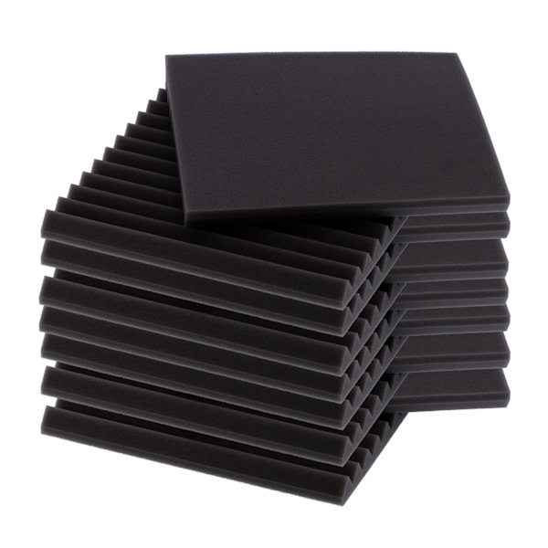 12 stk akustiske skumpaneler Brannsikre lydabsorberende for KTV Recording Studio 30x30x2,5cm Svart