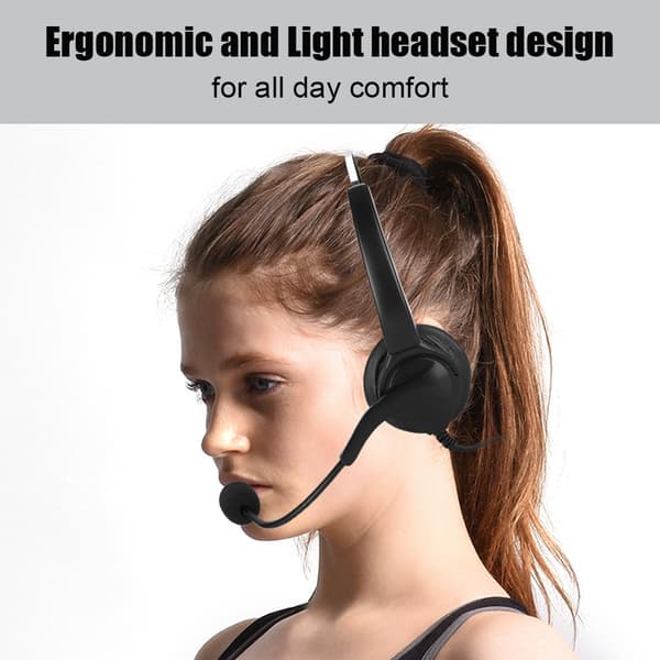 VH530D‑USB Call Center Kundeservice Headset Håndfrit Hovedmonteret Hovedtelefon til PC Computer